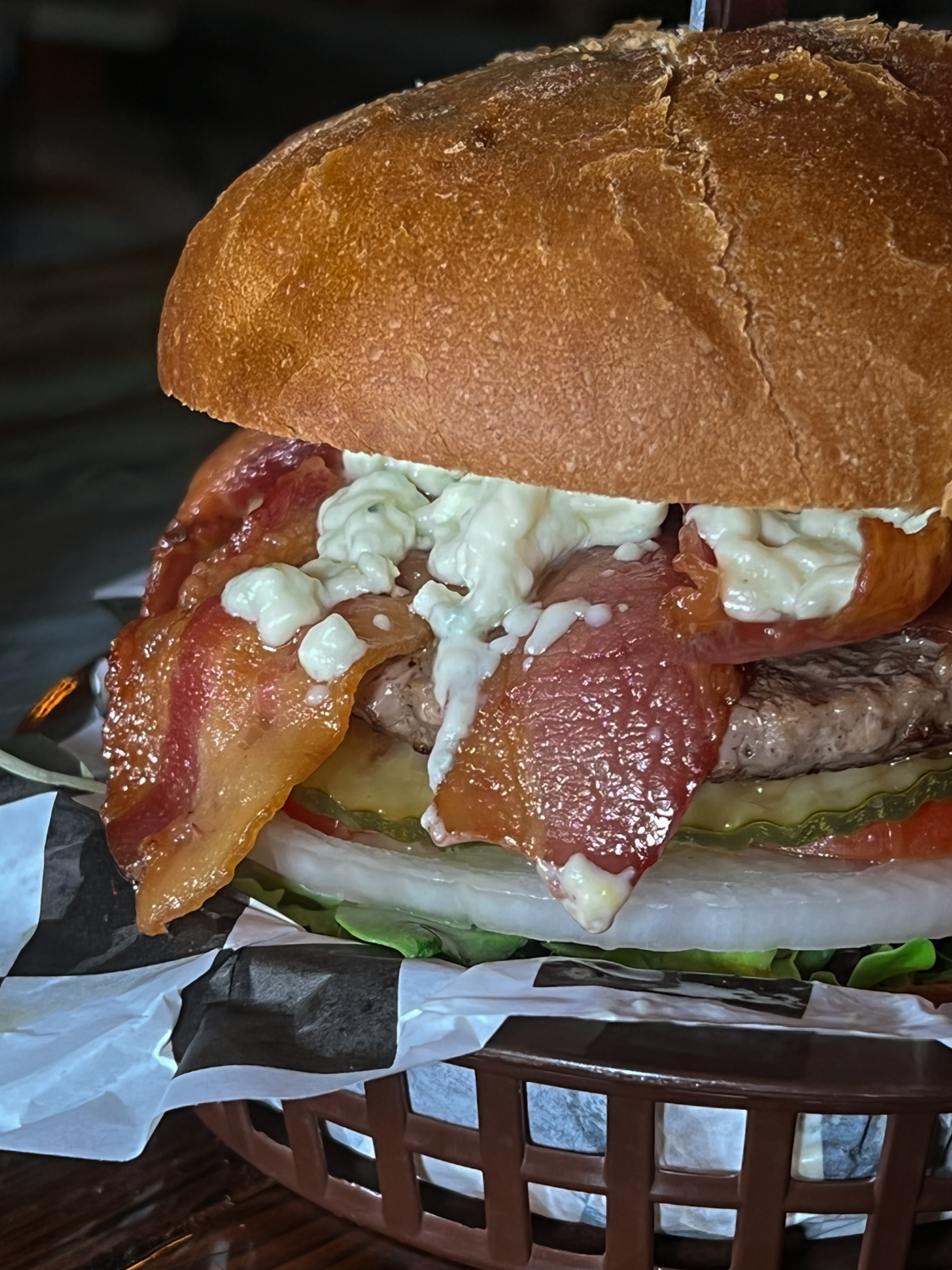 Bacon Blue Cheeseburger with Tots San Dune Pub Manzanita Oregon