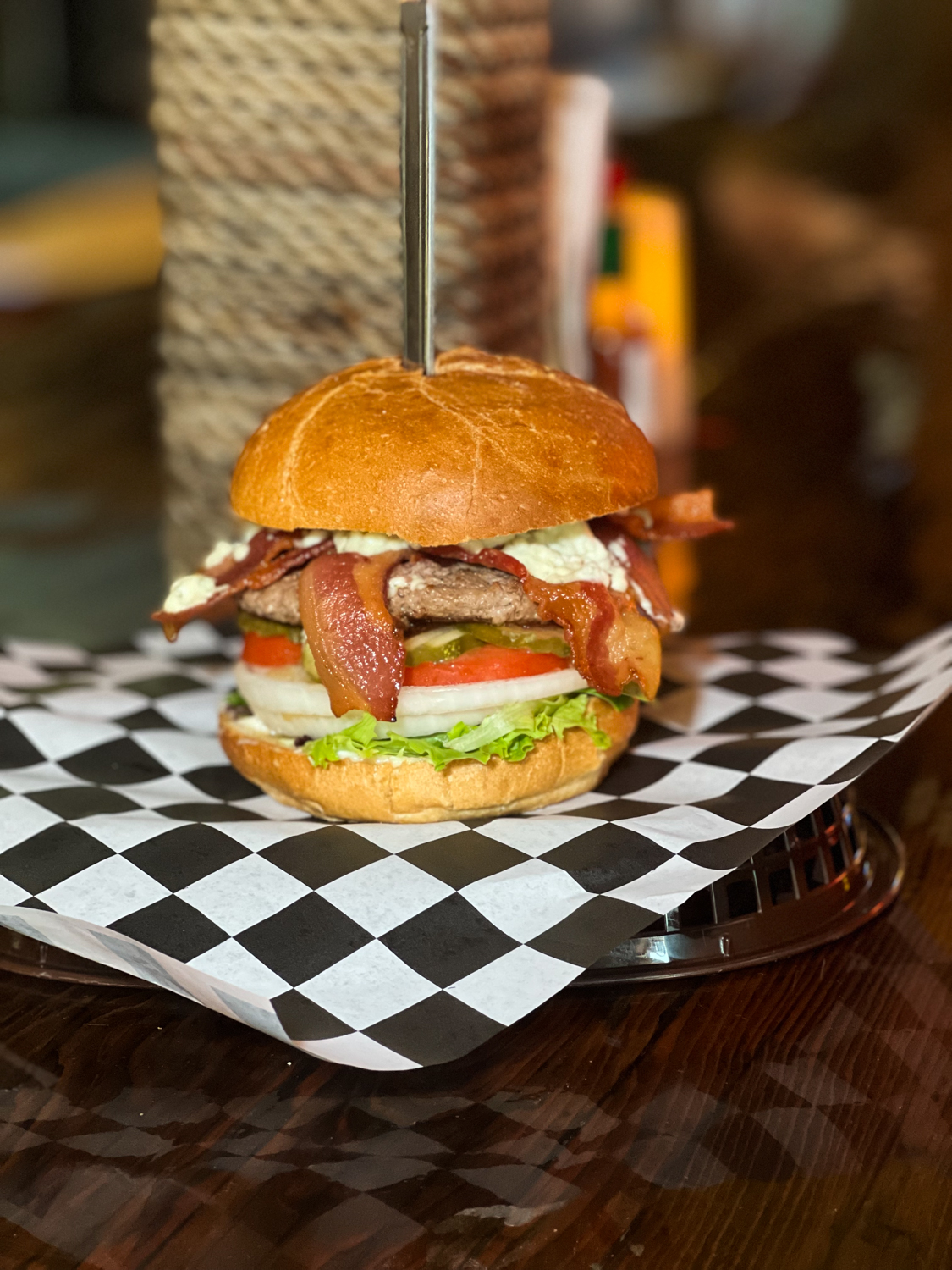 Bacon Blue Cheeseburger with Tots San Dune Pub Manzanita Oregon